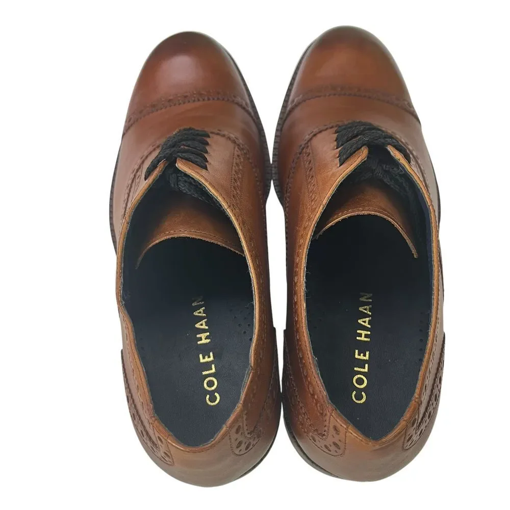 Cole Haan Ross Dustin‎ Cap Brown Leather Wingtip Oxford Shoes Mens Size 8.5